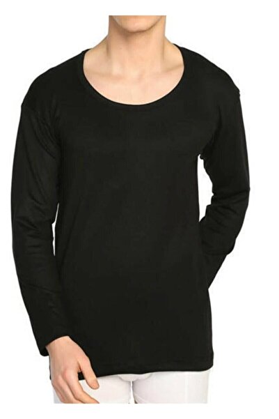 MODA Bluză termică neagră cu mânecă lungă pentru bărbați