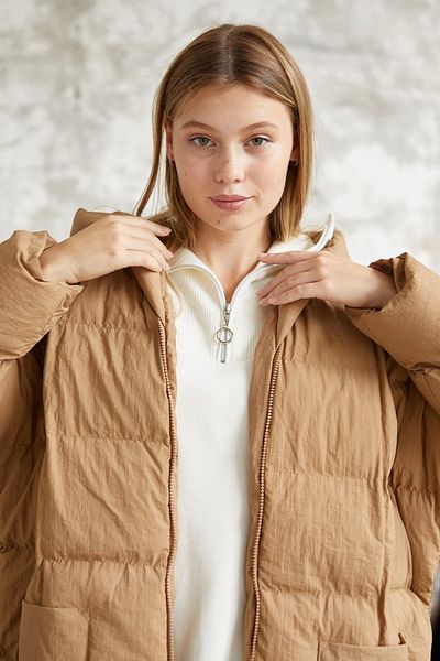 InStyle Παλτό Bona Hooded Crinkle Puffer - Μαύρισμα