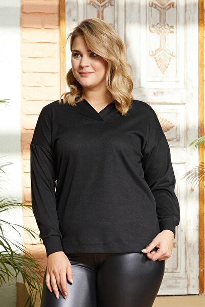 Seamoda Plus Size Women's Stylish Comfortable Sweat with Placket and Slit Camisole Hooded