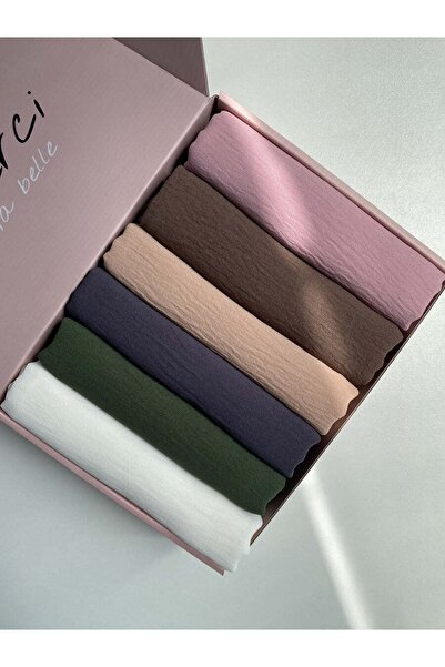 öz ergül Hijabchi Set de 6 șaluri din bumbac, bumbac, zestre și cadou, șal ja...