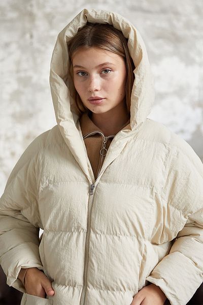 InStyle Bona Hooded Crinkle Puffer Coat - White