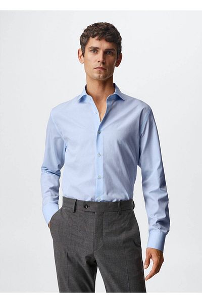 MANGO Man Slim Fit košile s tisíci pruhy