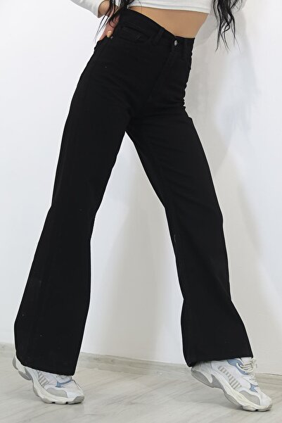 Trn JNS Blugi cu talie înaltă din anii 90 cu picioare largi, cu detaliu de buzunar