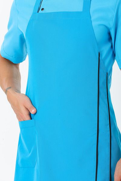 TIPTEKS Turquoise - Black Piping Strap Chef Apron