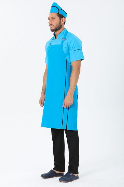 TIPTEKS Turquoise - Black Piping Strap Chef Apron