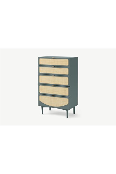 Romano Dizayn Uzun Şifonyer Rmn 9149  Ahşap Lake & Okyanus Mavisi