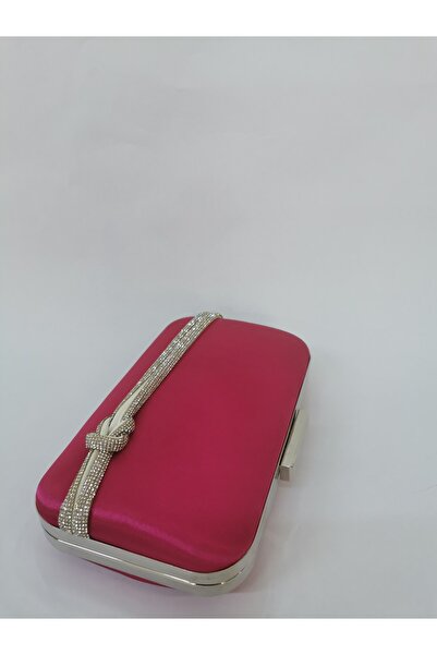 NAZART Women's Satin Stone Fuchsia Evening Dress Clutch Portfolio Evening Bag