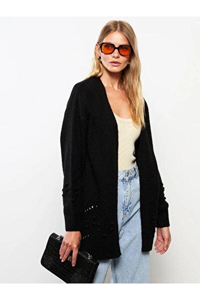 LC Waikiki Şal Yaka Kendinden Desenli Uzun Kollu Kadın Triko Hırka