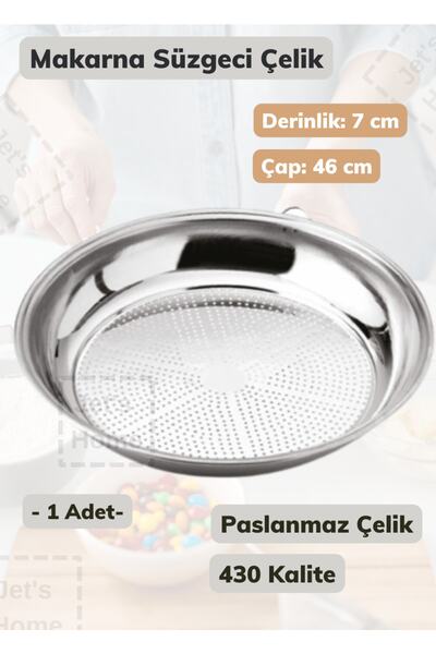 Jet's Home Makarna Süzgeci 46 Cm Paslanmaz Çelik Süzgeç Ince