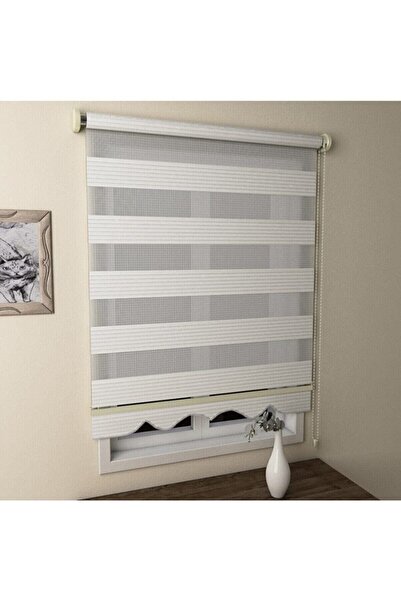 YMK Güneş Perde Pliseli Stor Zebra Perde Beyaz Mz480