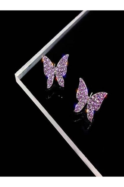 Bluokbeauty Butterfly Zircon Jewel Metal Crystal Accessory Earrings