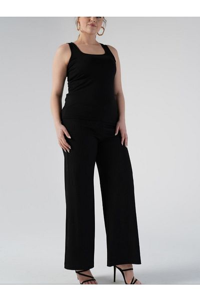 MAXLEVEL MODA Plus Size Wide Leg Sendy Trousers