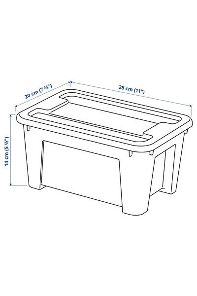 IKEA صندوق تخزين شفاف بغطاء مقاس 28x20x14 سم سعة 5 لتر