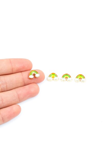 yfhobi 1 Adet - 12 Mm Gökkuşağı Desenli Ortadan Delik Mineli Altın Kaplama Ap...