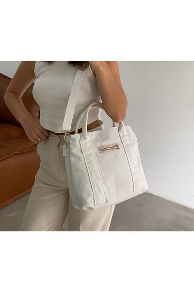 Mojos Geantă de damă din țesătură de in organic Hope White