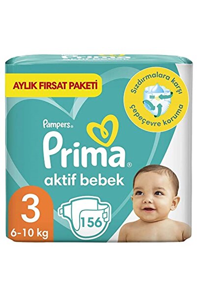Prima Bebek Bezi Aktif Bebek 3 Beden 156 Adet Aylık Fırsat Paketi