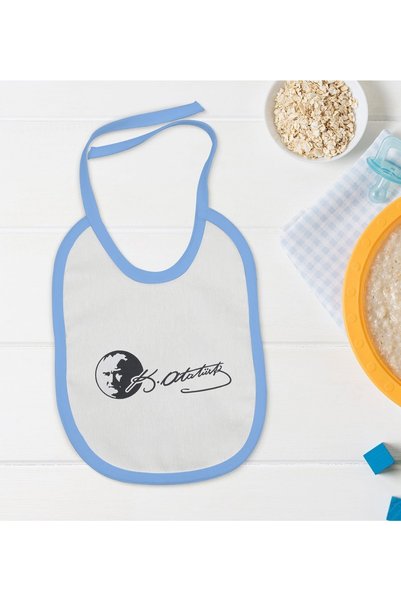 Bk Gift Kids Ataturk Themed Blue Baby Food Bib-20