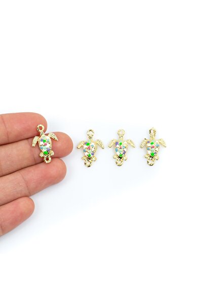 yfhobi 1 Adet - 21 Mm Caretta Desenli Renkli Mineli Altın Kaplama Takı Aparat...