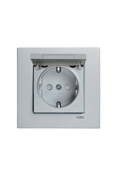 Tamer Elektrik Viko Artline Novella غطاء فضي مؤرض بمقبس مقاوم للأطفال -92605012