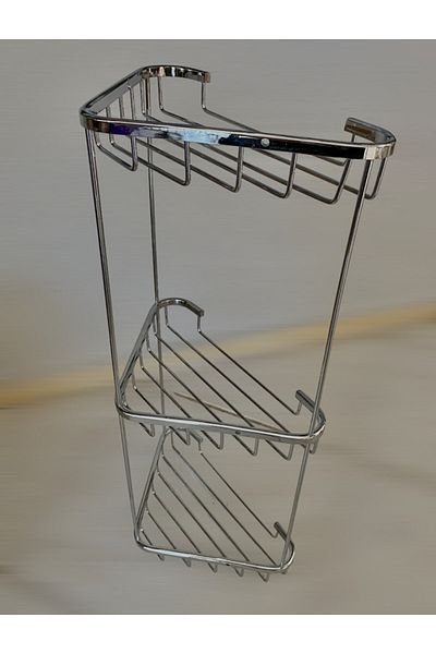 RENK YAPI RÜYASI Ποιοτική πολυτελής συμπαγής ορείχαλκος χρώμιο χρώμιο τρίγωνο γωνιακό καμπίνα ντους Γωνιακή βάση σαμπουάν 3 επιπέδων