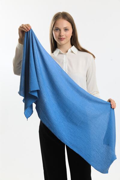 Fular Marketi وشاح Cazz ناعم (متوسط 42x150 سم - ضيق الحجم، وليس شالًا!!! )أزرق