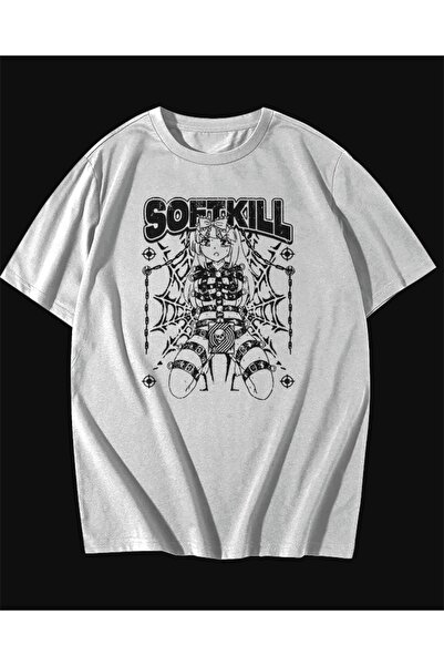 rebelberi Mekana majica sa motivom anime manga, oversize unisex bela majica