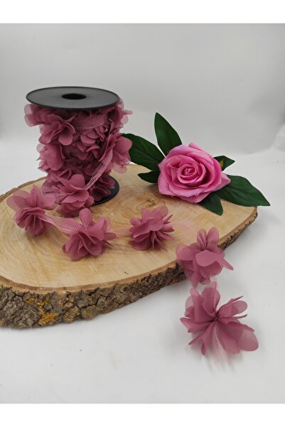 ecrin tuhafiye hobi 1m Gül Lazer Kesim Çiçek 12-13 Adet Organze Tül Kenar Süs...