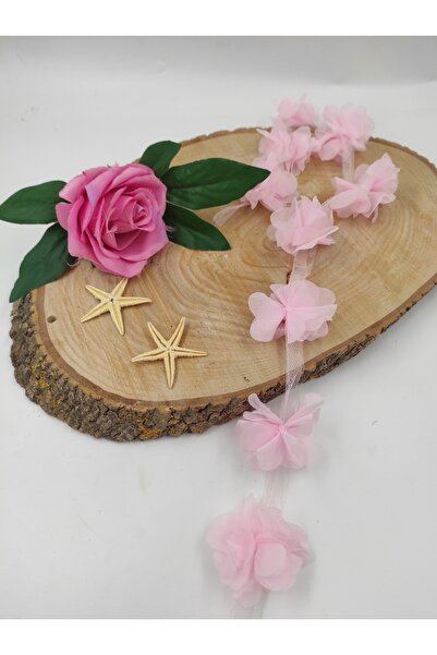 ecrin tuhafiye hobi 1m Gül Lazer Kesim Çiçek 12-13 Adet Organze Tül Kenar Süs...