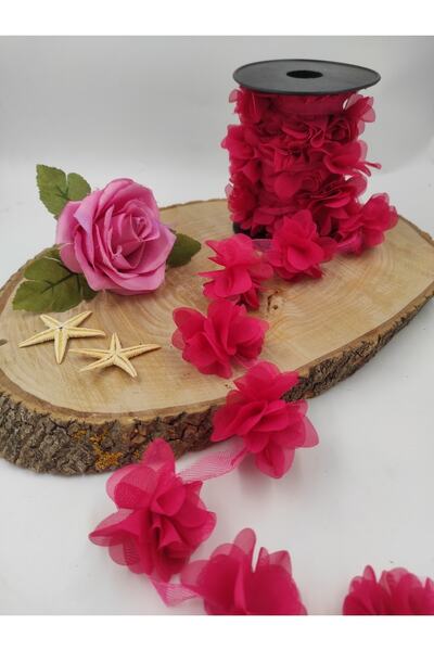 ecrin tuhafiye hobi 1m Gül Lazer Kesim Çiçek 12-13 Adet Organze Tül Kenar Süs...