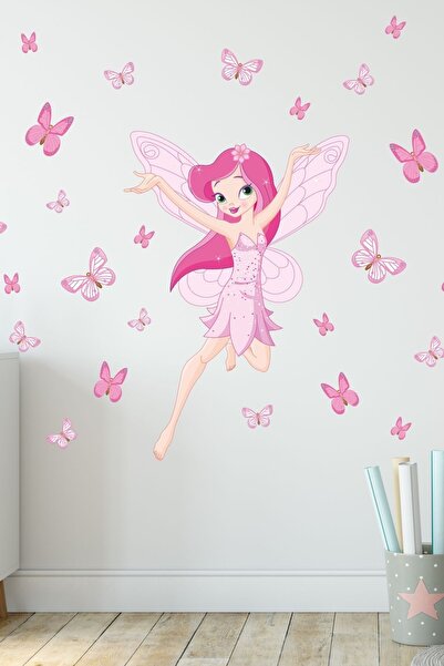 Sticker Ekspres Peri Kızı Ve Kelebekler Çocuk Odası Duvar Sticker Seti