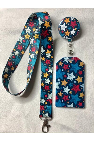 Hediyebum Set de curea pentru gât cu stele colorate și suport pentru carduri