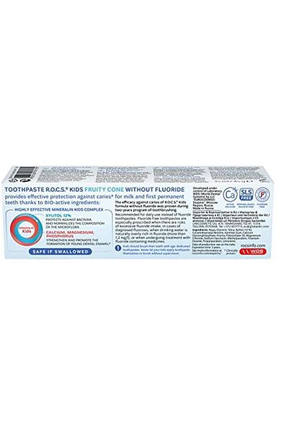 R.O.C.S. Kids 3-7 Years Fluoride-Free Toothpaste with Fruit Cone Taste 1 Pack (1 X 45 G)