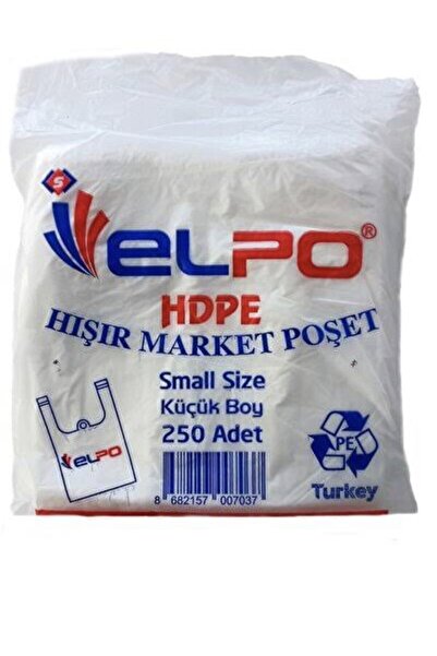 ELPO Küçük Boy Hışır Market Poşeti 250 Li 1 Koli 8 Paket