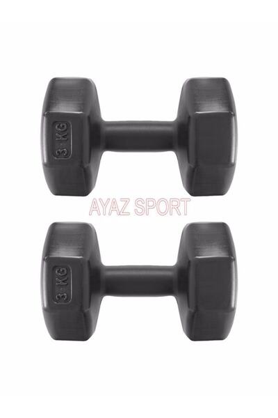 AYAZ SPORT 3 Kg X 2 Adet 6 Kg Dambıl Seti, Dumbell Set Dumbell 2x3 Kg Siyah