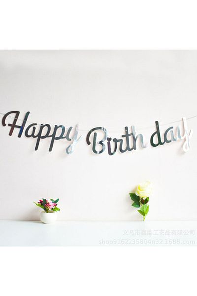 Happyland 1 Piece Happyland Happy Birthday Shiny Banner Pennant Silver Color