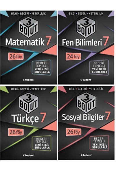 Tudem Yayınları Tudem 7.sınıf 3 Boyut Föy Tüm Dersler Konu Anlatımlı 4'lü Set