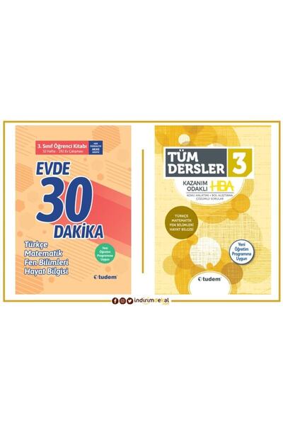 Tudem Yayınları 3. Sınıf Tüm Dersler Hba + Evde 30 Dakika