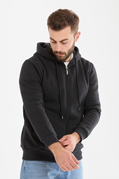 TUNAHAN ERKEK GİYİM Slimfit قطع مقنعين انغلق الصوف الموسمي المدخن