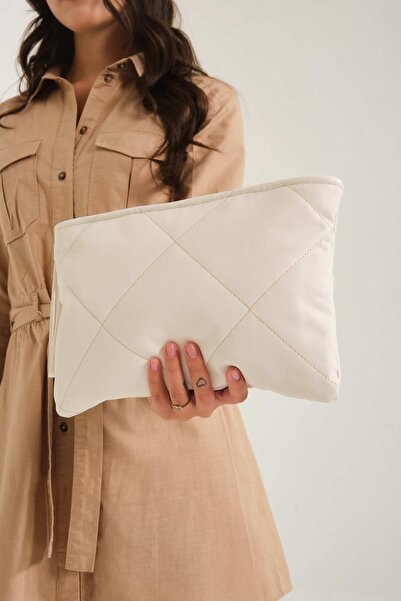 Simfa Femei Off-White Premium 1st Pochetă matlasată din piele artificială de calitate