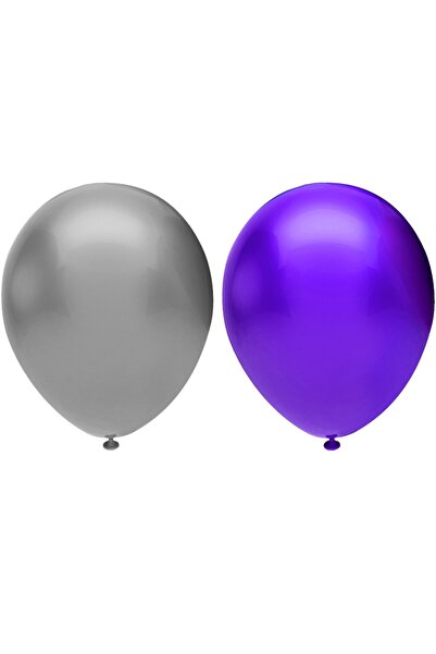 Generic Brand Metallic Balloon Set 100 Pieces (Purple, Silver)