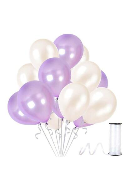 RÖNESANS PARTİ بالون ستار وايت - ليلك ميتاليك 50 قطعة