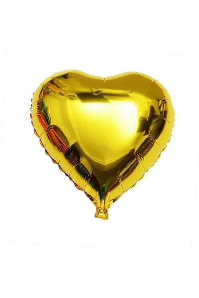 RÖNESANS PARTİ 18 Inch (40 cm) 3 Pieces Star Gold Gold Heart Foil Balloon