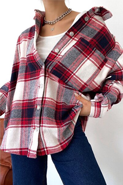 FEMELLE Women's Button Detailed Single Pocket Lumberjack Shirt