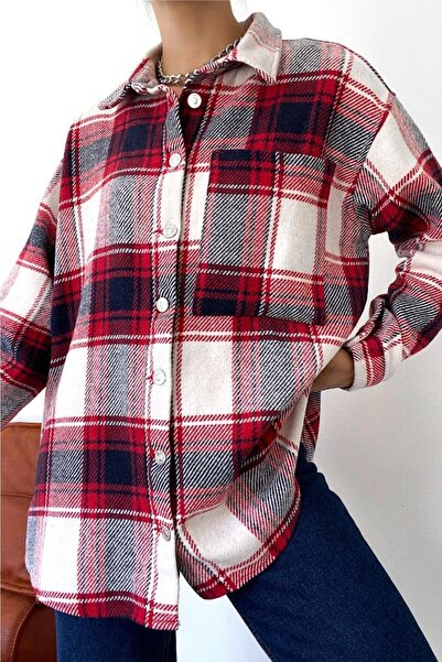 FEMELLE Women's Button Detailed Single Pocket Lumberjack Shirt