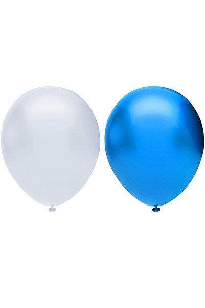 Generic Brand Metallic Balloon Set 30 Pieces (White, Dark Blue)