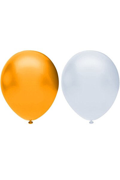 Generic Brand Metallic Balloon Set 100 Pieces (White, Orange)