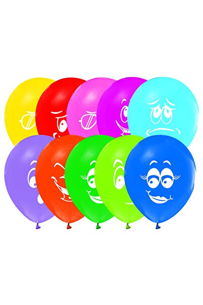 Generic Brand Smiling Face Emoji Printed 15 Pieces Mixed Color Balloons