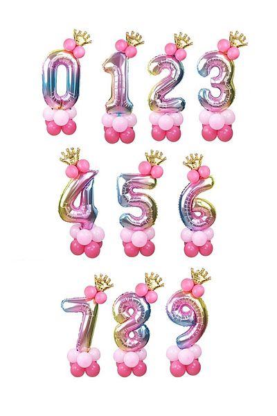 RÖNESANS PARTİ 2 Year Old Rainbow Colors Number Balloon Gold Crowned 2 Number Balloon