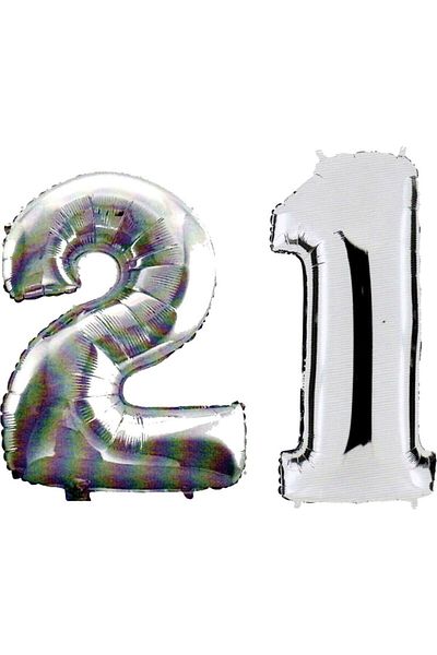 RÖNESANS PARTİ 21 Years Number Foil Balloon Silver 40 Inch 100 Cm