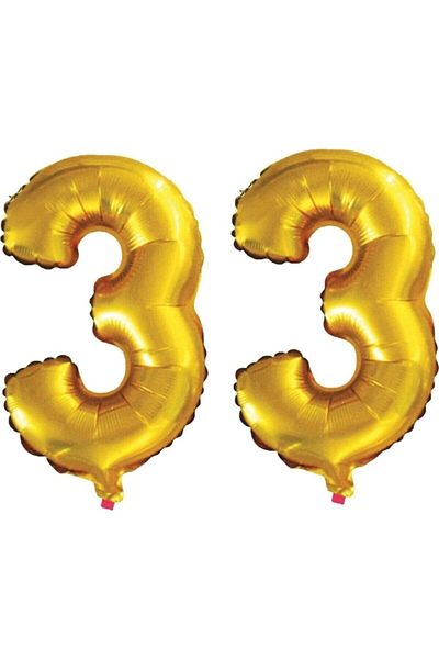 RÖNESANS PARTİ 33 Years Number Foil Balloon Gold 40 Inch 100 Cm
